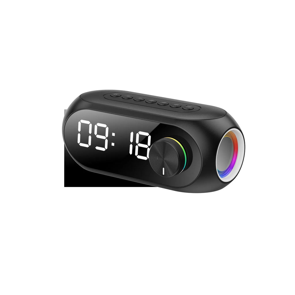 S8 Black extra bass portable mini Bluetooth speaker with FM radio display and alarm clock.