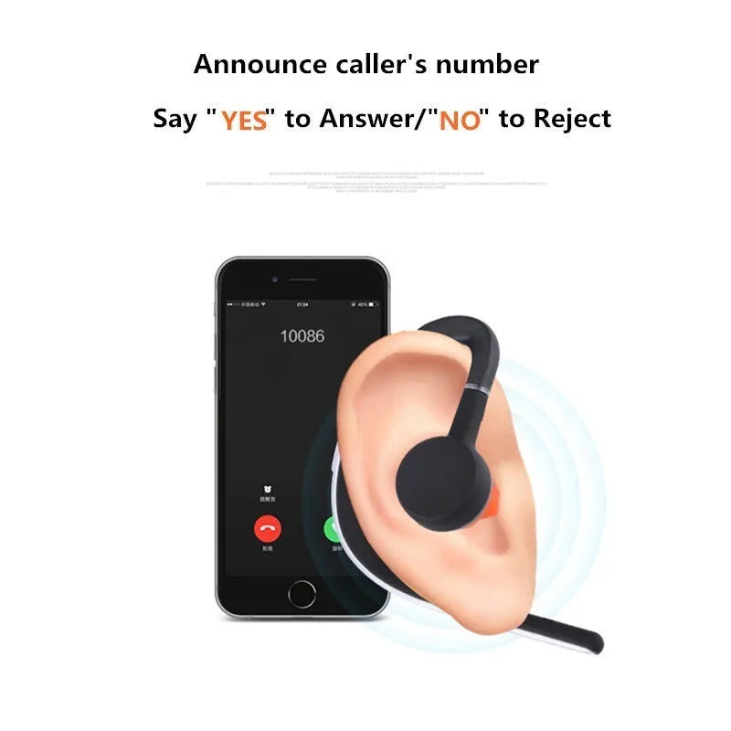 Handsfree Bluetooth headset with mic, adjustable earhook, CVC 6.0 noise cancelling, Gold or Silver