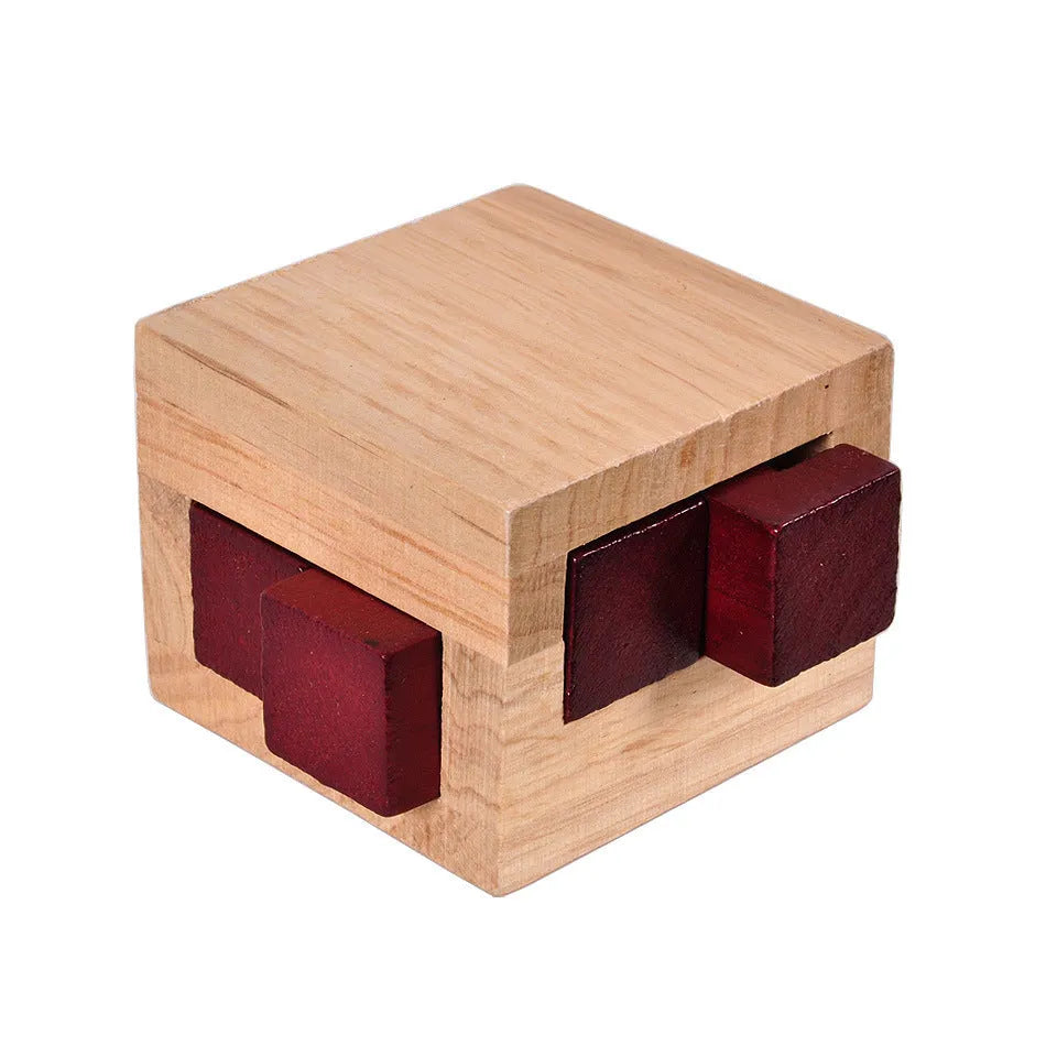 Wooden Kongming lock educational toy for adults in Colour A size 7x7x5.5cm