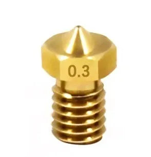 Brass 3D printer nozzle with M6 thread, shown next to a ruler for scale displaying 12.5mm length.