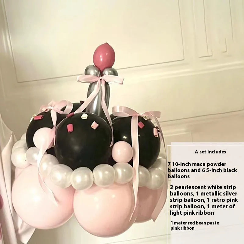 Round balloon bouquet cake decoration DIY kit with complete balloon sets for birthday parties