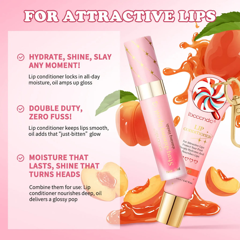 Ibcccndc peach flavour lip balm stick 14ml lasting moisturising lip care set
