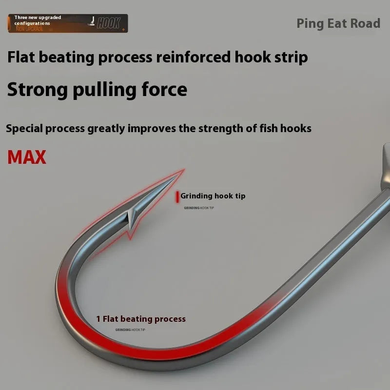 Set of 50 enhanced steel fishing jig hooks with barbed design and lead-head construction