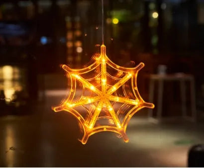 Halloween window hanging LED lights with spider, pumpkin, and ghost designs for holiday decoration