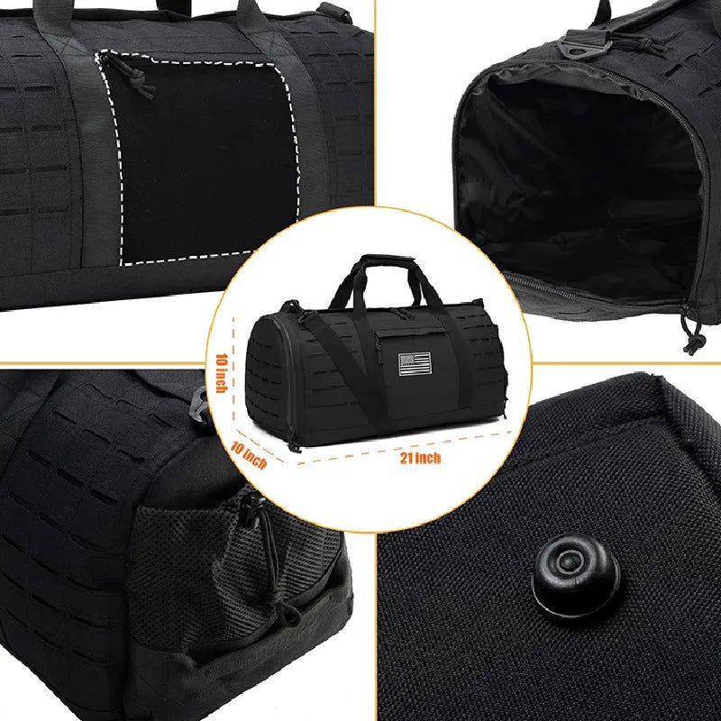 Men's waterproof Oxford cloth sports handbag with air pillow belt in khaki, army green, and black colour options