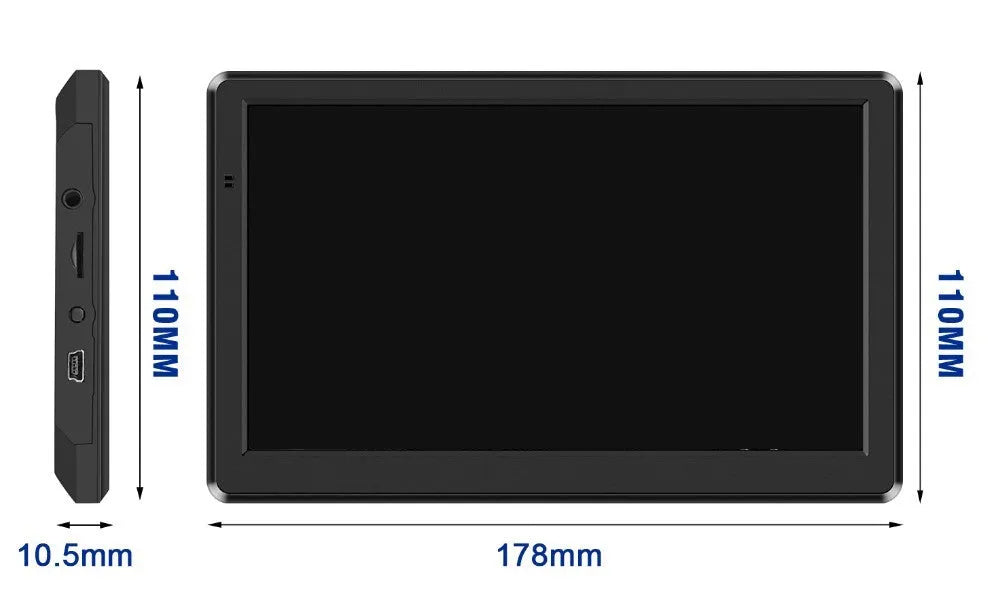 7-inch portable car GPS navigation device with HD touchscreen display on dashboard mount
