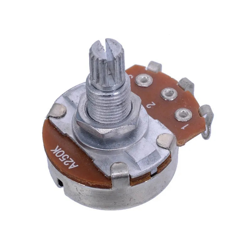 Metal electric guitar potentiometer knob for volume and tone control replacement.
