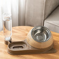 Brown automatic water dispenser cat bowl with raised food dish for cats and small dogs