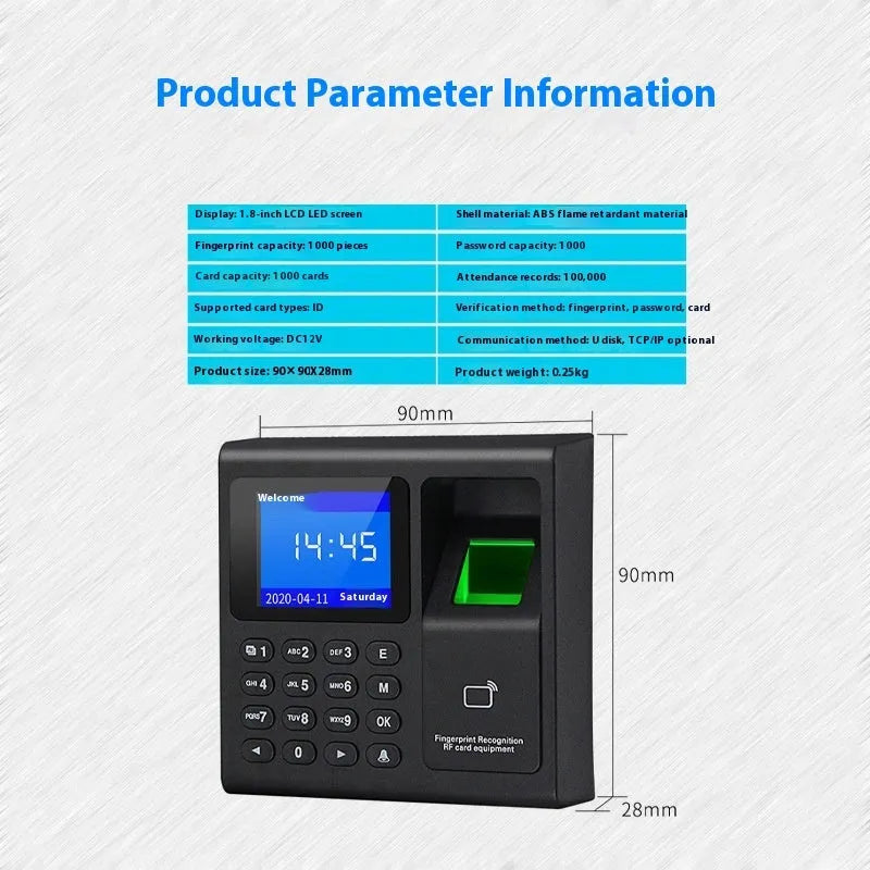 LB30 fingerprint and card access control system with USB flash disk interface and 10 cards included