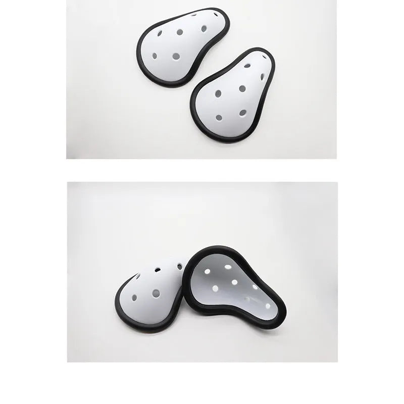 Rubber sports genital protector shown in adult and children's size options.