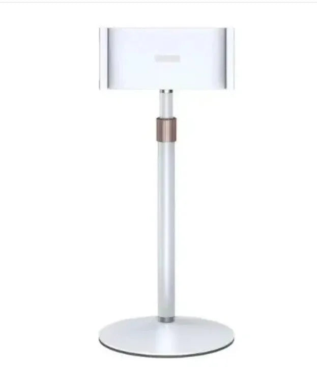 Black metal and ABS tablet bracket with extended telescopic arm holding an 11 inch tablet.