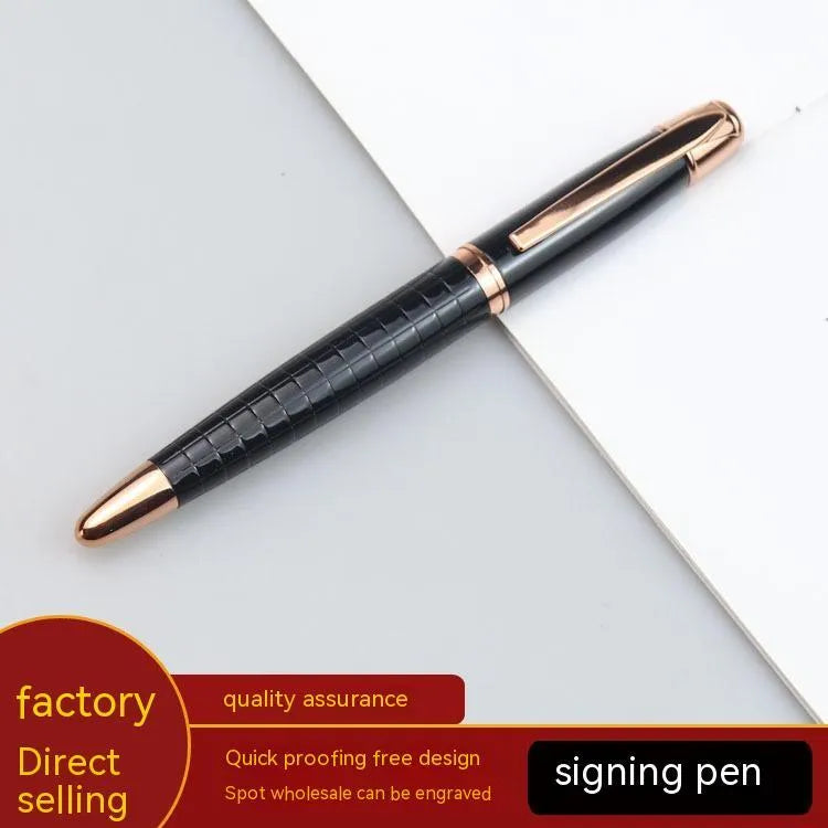 Gun grey metal rollerball pen for office use with water-based ink refills