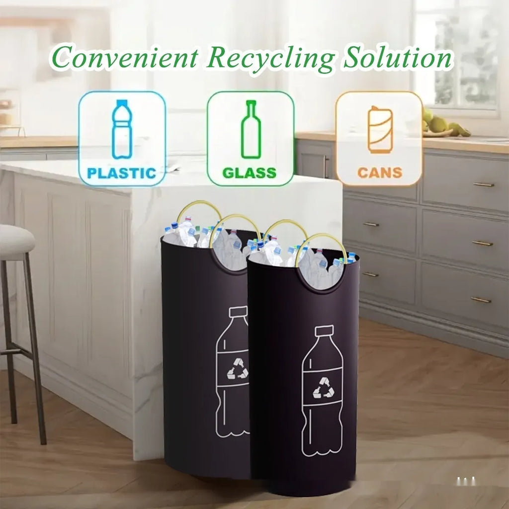 Round portable plastic waste bin with measurements of 38cm wide by 72cm high.