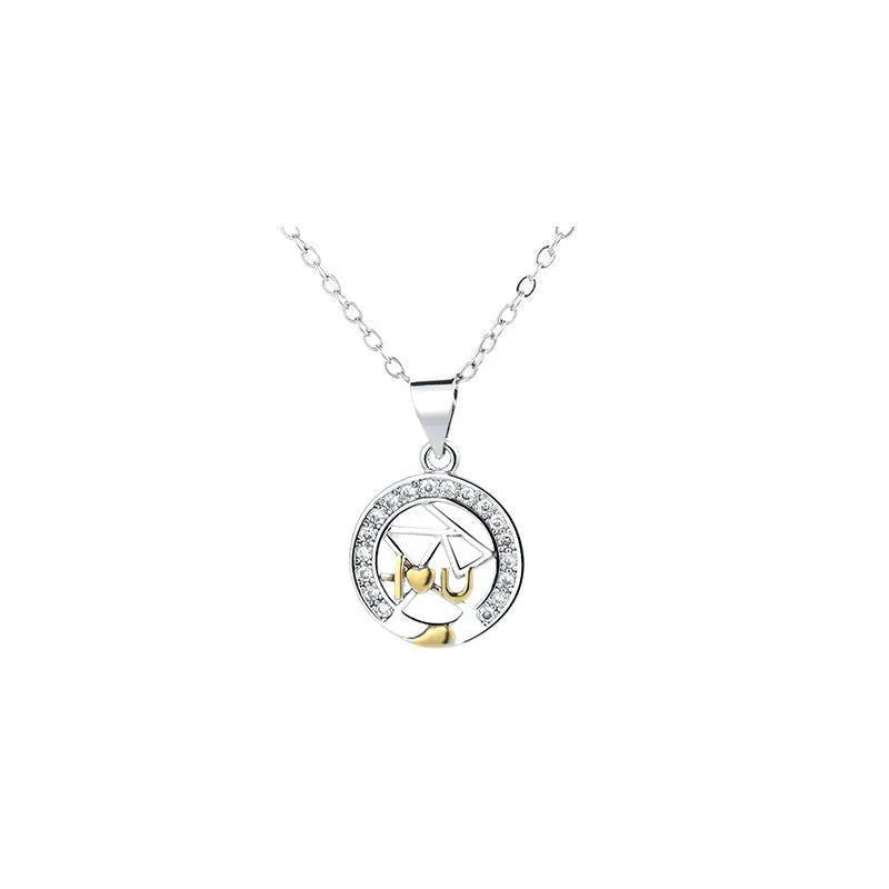 Sun moon couple necklace set with copper pendants on cross chains