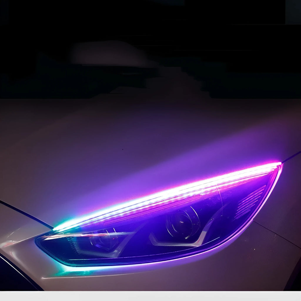 Universal RGB LED car headlights with remote control in 30cm, 45cm, and 60cm sizes for GM vehicles.