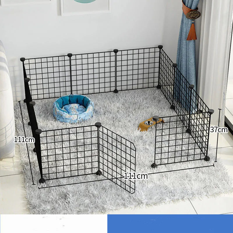Small dog indoor isolation fence cage with 11 pieces and door, white colour