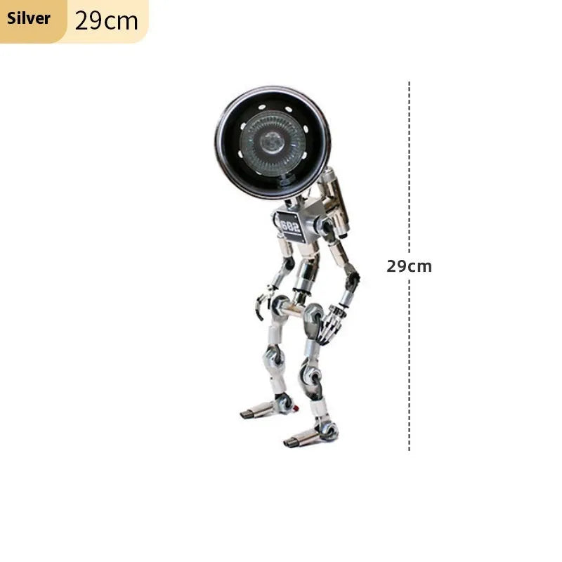Silver copper robot atmosphere light with customisable graphics in 22cm or 29cm sizes