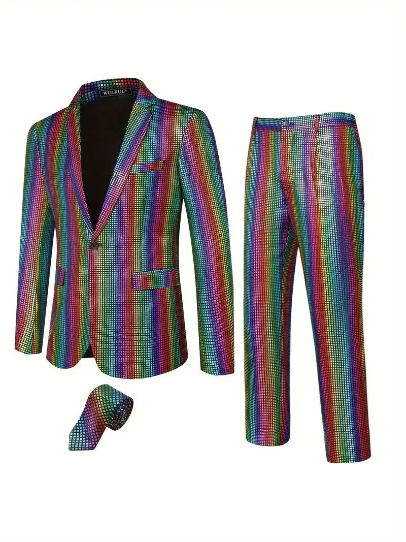 Women's sequin two-piece set in brown, sky blue, colourful, and silver colours with cotton-blend fabric
