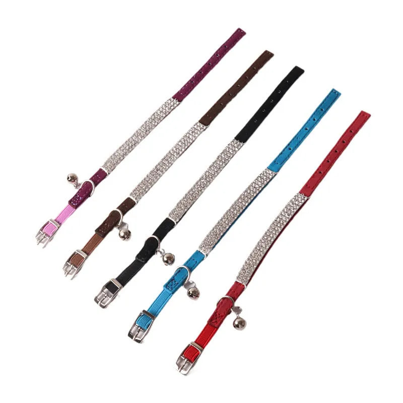 Small flannel cat collar with elastic buckle in pink, black, red, blue, purple, or dark brown flocked material.