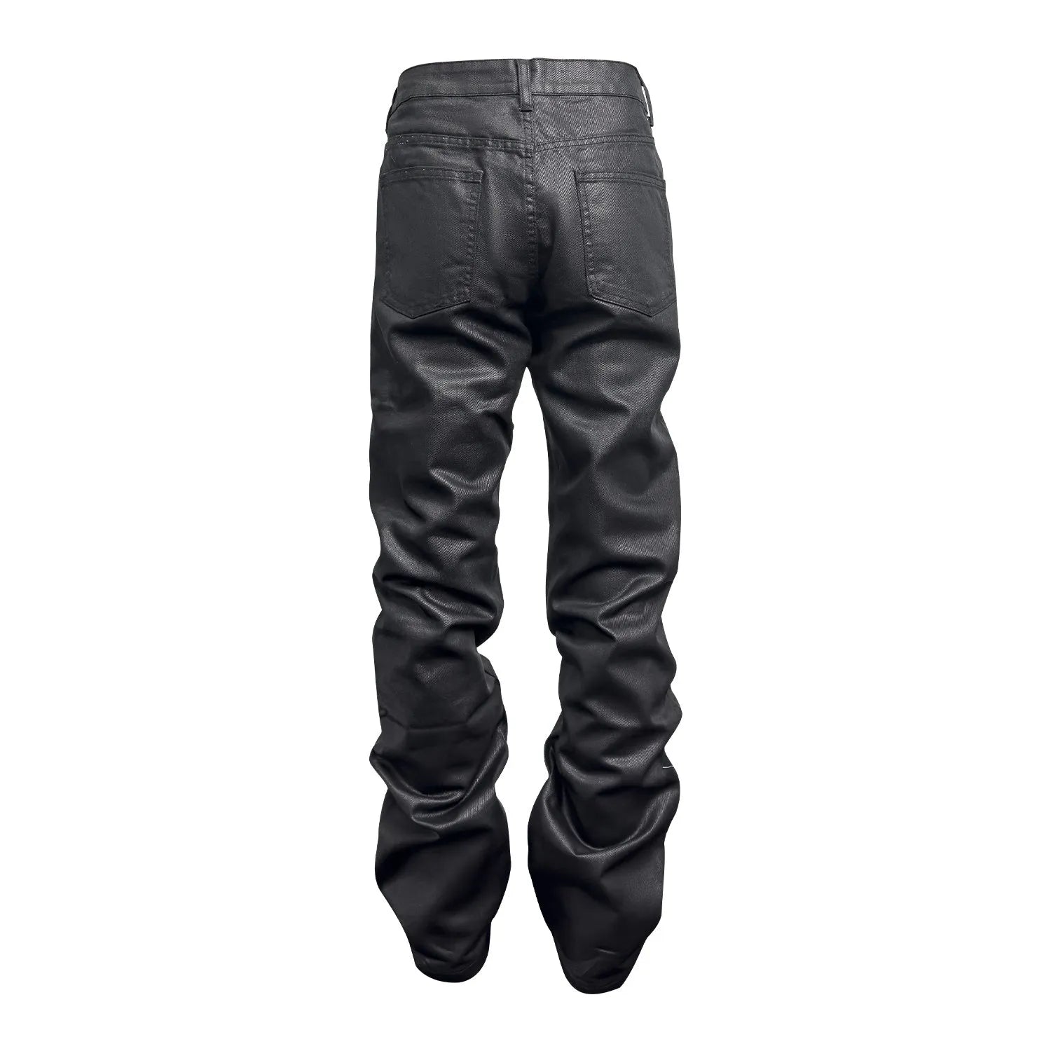 Black denim trousers with zip fly, middle waist, regular length, size M to 2XL