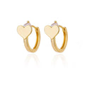 Heart-shaped stainless steel ear studs with zircon accents and ear clip backings for women