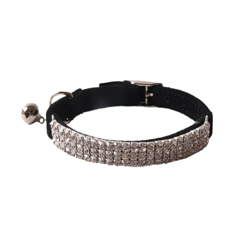 Flocked elastic cat collar with quick-release buckle shown in pink, length 28cm.