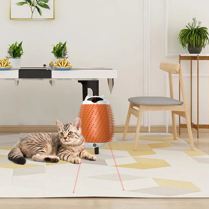 Salmon pink intelligent sensor pet hair brush with automatic massager functions for cats