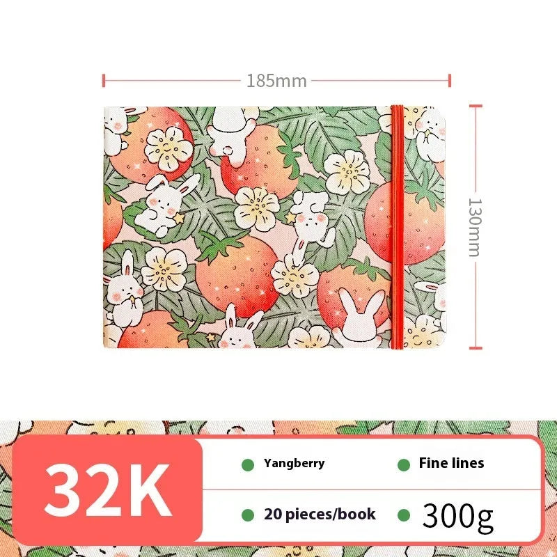 Feiluniao handmade fabric watercolour notebook with cotton paper, 185mm long, shown in a cover design option.