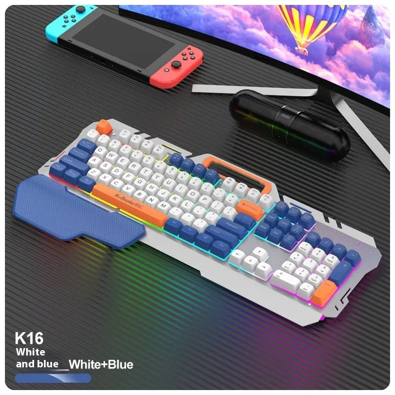 Blue wired gaming keyboard and mouse bundle with backlight and 1.5 metre USB cable