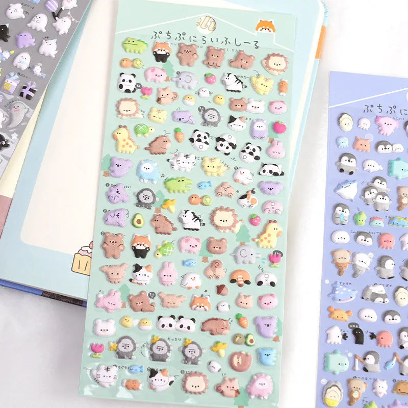 Cartoon animal foam bubble sticker with 3D texture for phone case decoration