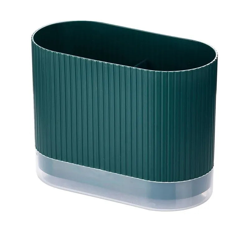 Modern plastic chopsticks tube holder mounted on kitchen wall holding utensils