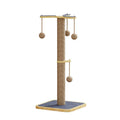 Windmill-style cat climbing frame with carpet leather covering and a white plastic ball hanging on a 40cm cord.