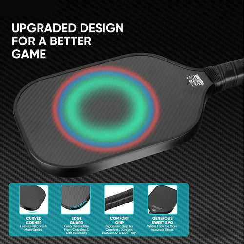3K full carbon fibre graphite honeycomb beach racket in black, 40x20cm