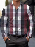 Men's striped long sleeve button down shirt with lapel collar in polyester fabric