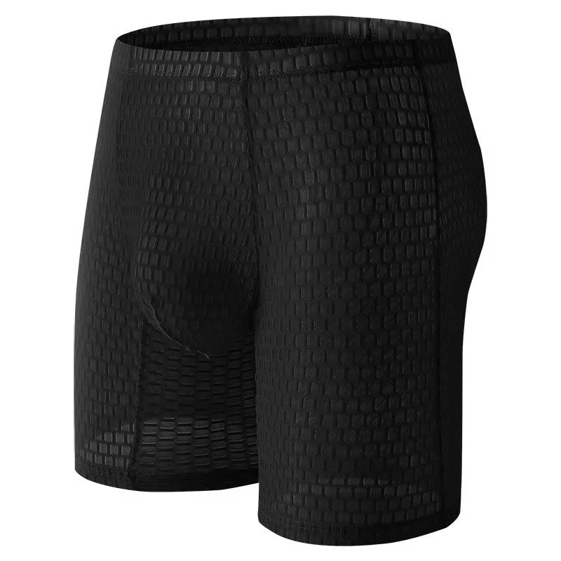 Men's solid colour lace boxer shorts with a hip lifting shaping design