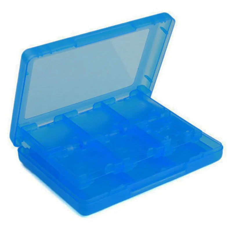 Black NDS 3DS 28-game card storage box made of PP plastic, showing its size and card slots.