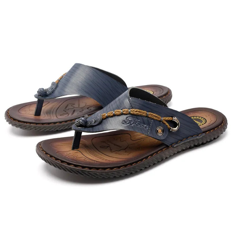 Men's black lightweight slippers with non-slip soles on wooden floor