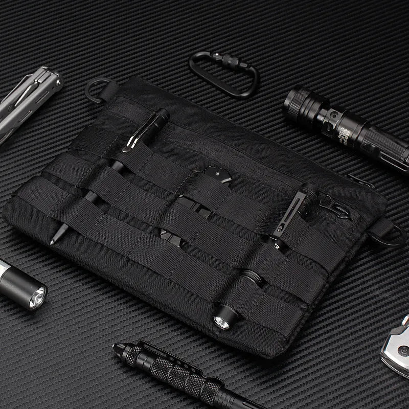 Black Oxford cloth portable outdoor tactical pouch measuring 18cm by 3.5cm