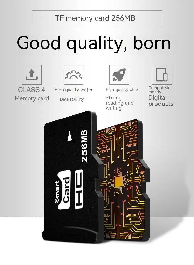 256MB TF memory card with integrated mini speaker, 11mm by 15mm size.