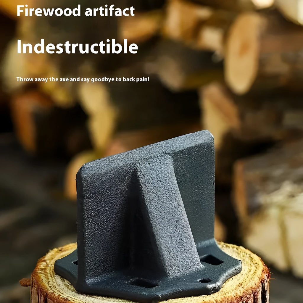 Small square cast iron wood splitter for manual log preparation