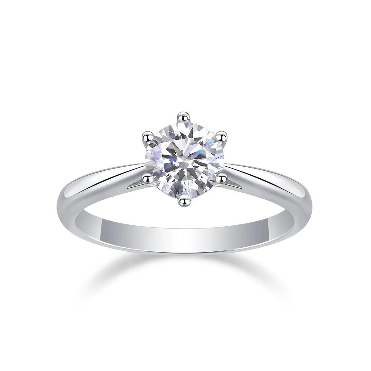 Moissanite wedding ring set in S925 silver with platinum plating, 1 carat stone, sizes 5-9, gift box