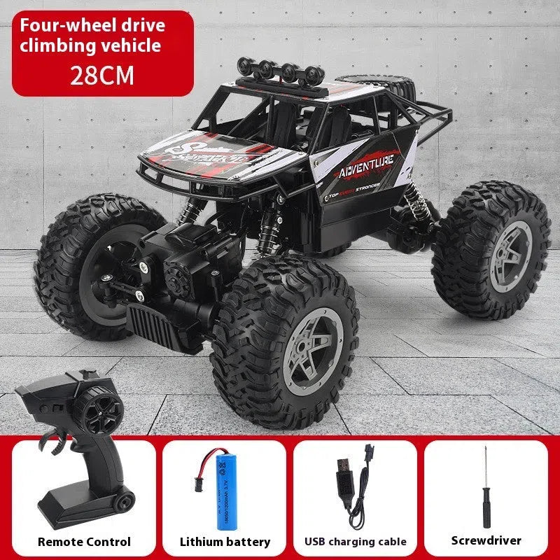 Children's rechargeable four-wheel drive remote control off-road car in fire blue colour with handle controller