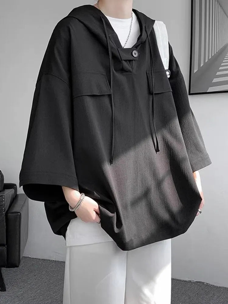 Men's hooded short sleeve t-shirt in polyester fabric available in multiple colours and plus sizes