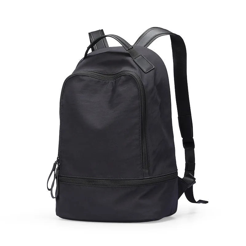 Blue Black ultra light Oxford cloth travel backpack with below 20L capacity and sewn thread detail.