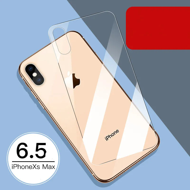 Tempered glass screen and rear protector for Apple iPhone models.