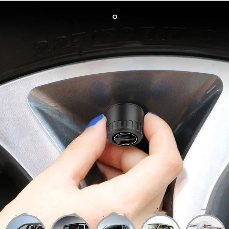 Bluetooth 5.0 automotive tire pressure monitor set with four external sensors and installation tools