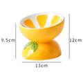 Ceramic elevated cat bowl with tilted design and patterned finish for comfortable pet feeding