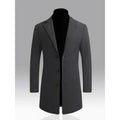 Men's loose fit solid colour trench coat in khaki, mid-length polyester outerwear with side seam pockets