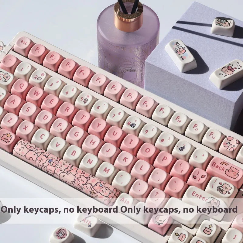 Pink PBT key cap with detailed fragrant pig design on top and sides for mechanical keyboards.