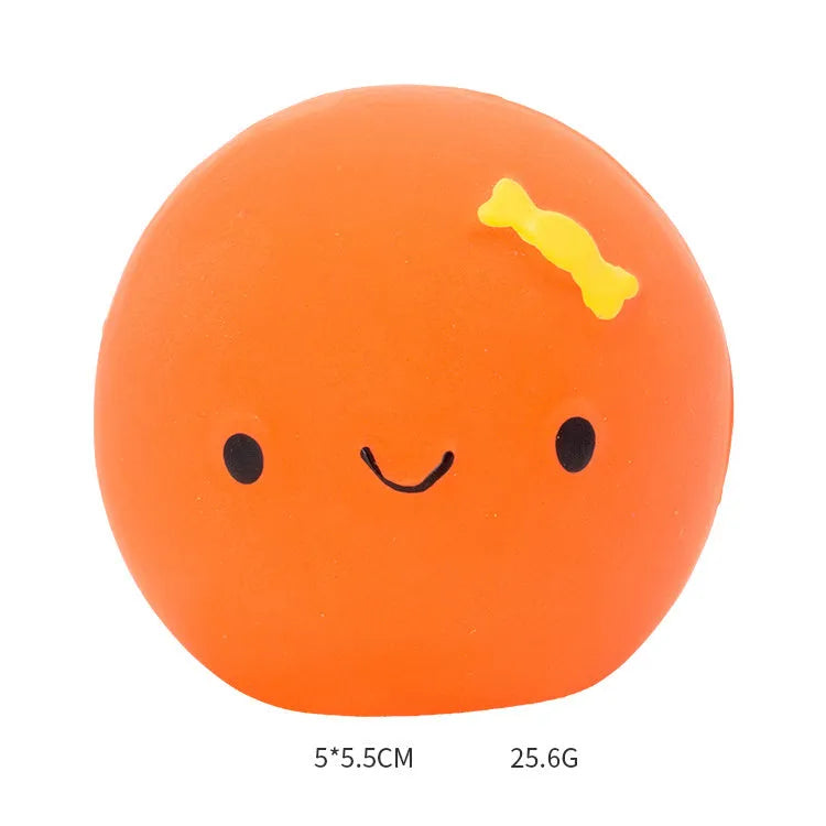 Cute four-colour egg-shaped latex dog toy with squeaker in green, orange, pink, yellow for small and medium dogs